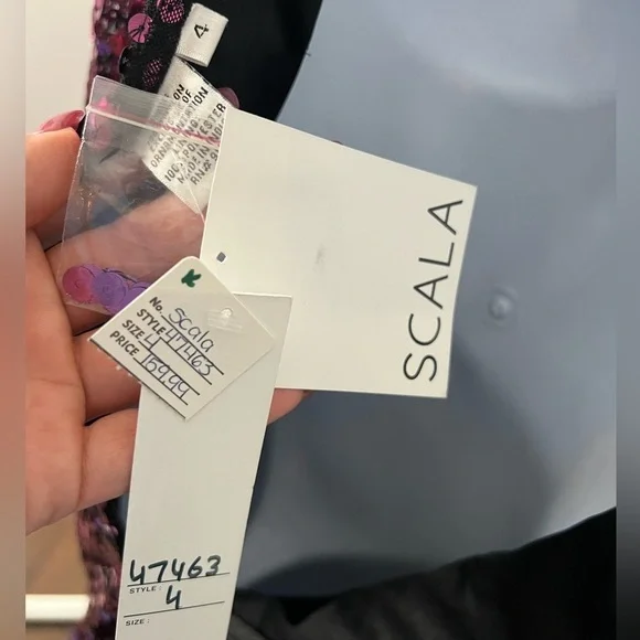 Nwt Scala Plum Pink Sequins Mesh Stretchy Bodycon Dress Size 4 - Picture 8 of 17